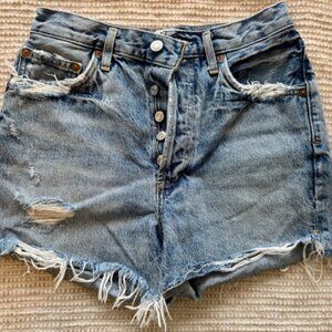 Agolde Dee Jean/Denim Shorts Distressed Button-fly Riccochet Light Wash 26 GUC!
